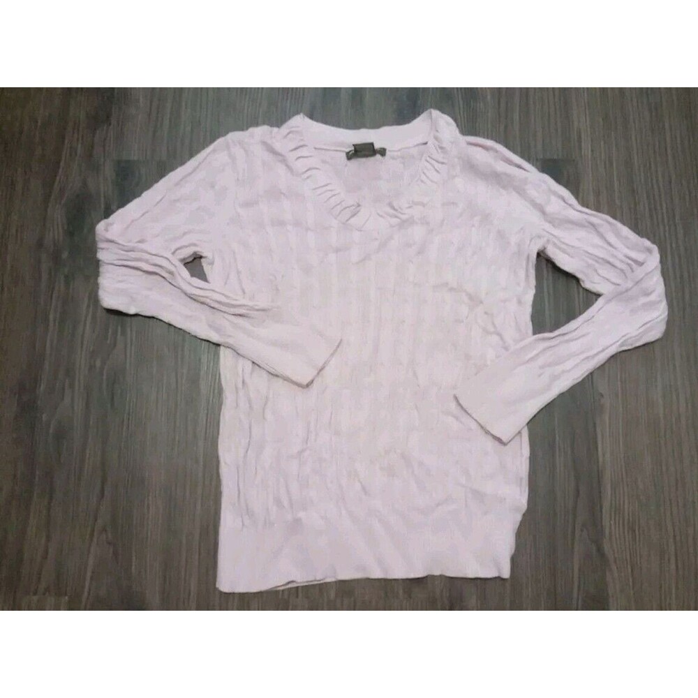 Eddie Bauer Sweater Womens Size XL Long Sleeve Pink Pullover Cable Knit